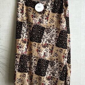 Suzy Shier Floral Patchwork Skirt - Black and Cream
